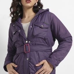 Campus Sutra Women Purple Windcheater Crop Outdoor Sporty Jacket-image-97
