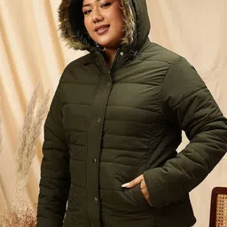 CURVY STREET Plus Size Hooded Neck Long Sleeves Puffer Jacket-picture-28