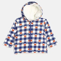 MINI KLUB Boys Navy Blue Checked Crop Bomber with Patchwork Jacket-image-36