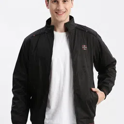 SHOWOFF Geometric Printed Mock Collar Windcheater Rapid-Dry Bomber Jacket-23
