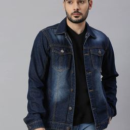 High Star Men Blue Washed Cotton Denim Jacket-picture-35