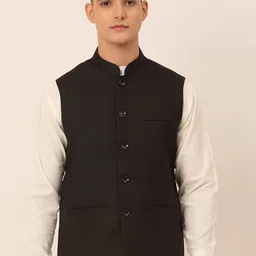 Jompers Men Black Solid Nehru Jacket-picture-43