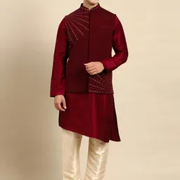 TheEthnic.Co Embellished Mandarin Collar Nehru Jacket-image-99