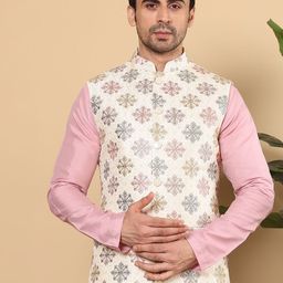MULTI SHADES Men Embroidered Woven Nehru Jackets-22
