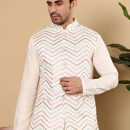 MULTI SHADES Embroidered WovenNehru Jackets-33