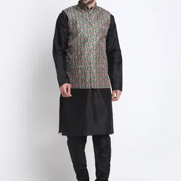 KRAFT INDIA Mandarin Collar Kurta with Churidar & Nehru Jacket-picture-32
