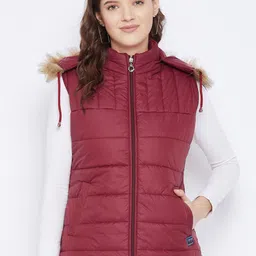 VERO AMORE Women Maroon Insulator Outdoor Plus Size Parka Jacket-image-67