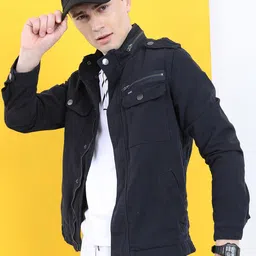 HIGHLANDER Men Navy Blue Denim Jacket-35