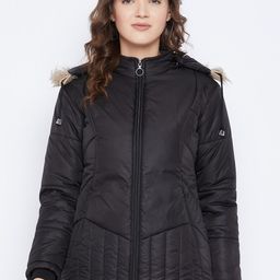 VERO AMORE Women Black Insulator Hooded Padded Jacket-image-19