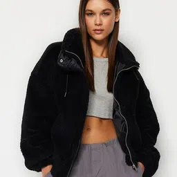 Trendyol Mock Collar Open Front Jacket-7