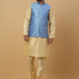 KRAFT INDIA Mandarin Collar Long Sleeves Regular Kurta With Churidar & Jacket-image-94