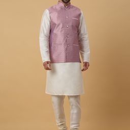 KRAFT INDIA Mandarin Collar Long Sleeves Regular Kurta With Churidar & Jacket-image-80