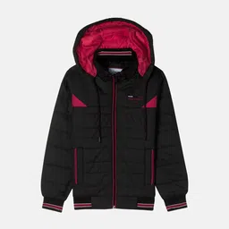 Monte Carlo Boys Black Maroon Striped Bomber Jacket-image-1