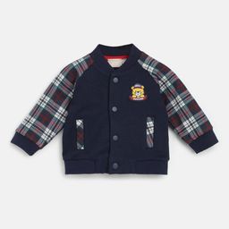 Chicco Infants Boys Checked Mandarin Collar Cotton Open Front Jacket-picture-7