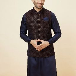 Manyavar Embroidered Mandarin Collar Nehru Jacket-image-65