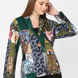 Cloth Haus India Women Multicoloured Printed Patchwork Tailored Jacket-image-34