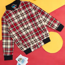 YU by Pantaloons Girls Checked Stand Collar Bomber Jacket-image-41
