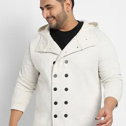 Instafab Plus Men Off White Windcheater Tailored Jacket-24