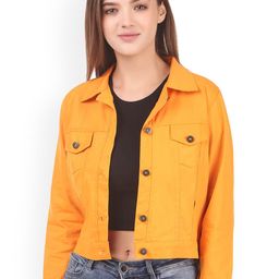 KASHIAN Spread Collar Lightweight Crop Denim Jacket-40
