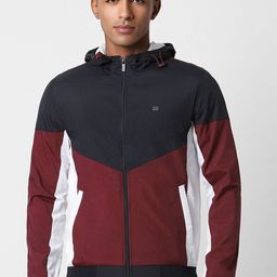 Peter England Casuals Colourblocked Hooded Sporty Jacket-29