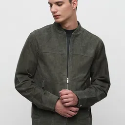 SELECTED Mock Collar Pure Suede Bomber Jacket-52