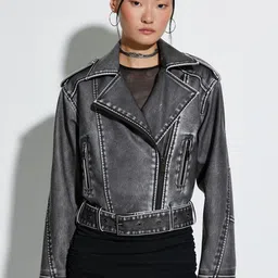 Koton Notched Lapel Collar Biker Jacket-picture-32