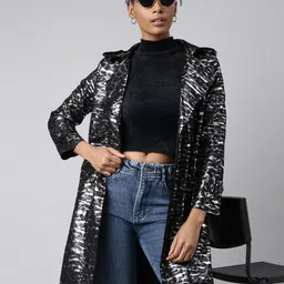 SHOWOFF Abstract Printed Longline Overcoat-32