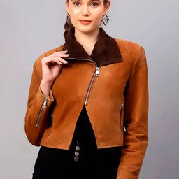 Saint G Leather Water Resistant Crop Tailored Jacket-image-40