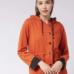 Miss Chase Woman Rust Hooded Jacket-image-15