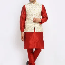 KRAFT INDIA Men Kurta With Churidar & Embroidered Nehru jacket-picture-25