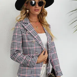 StyleCast Women Geometric Checked Crop Open Front Jacket-12