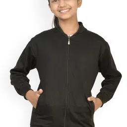 BAESD Girls Stand Collar Fleece Lightweight Bomber Jacket-image-3