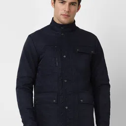 Van Heusen Flex Men Mandarin Collar Solid Casual Quilted Jacket-28