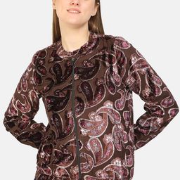 KALINI Paisley Printed Brasso Jaquard Bomber Jacket-image-55