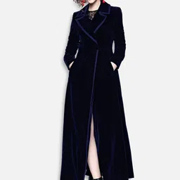 JC Collection Women Navy Blue Solid Longline Open Front Jacket-10