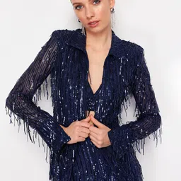 Trendyol Embellished Spread Collar Tailored Jacket-14