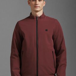 Louis Philippe Men Mock Collar Solid Cotton Casual Bomber Jacket-image-108