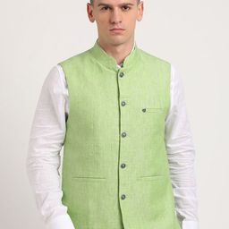 Turtle Men Pure Slim-Fit Woven Nehru Jacket-36