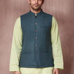 Fabindia Men Woven Design Nehru Jacket-23