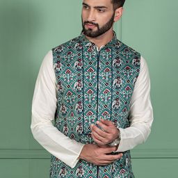 KISAH Mandarin Collar Printed Nehru Jacket-picture-31