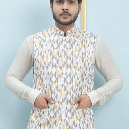 See Designs Printed Slim-Fit Cotton Nehru Jackets-13