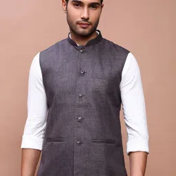SHOWOFF Men Slim Fit Woven Nehru Jacket-16
