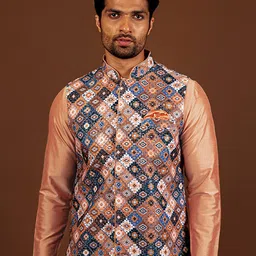 KISAH Ethnic Motifs Printed Embellished Nehru Jacket-22