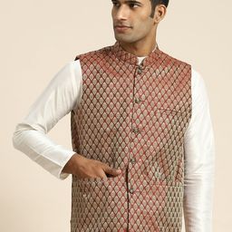 SOJANYA Men Woven Design Nehru Jacket-20