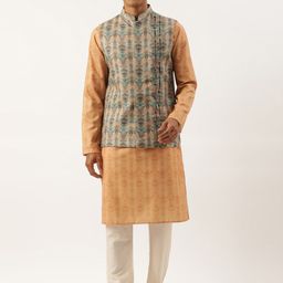 TheEthnic.Co Woven Designed Mandarin Collar Nehru Jackets-57