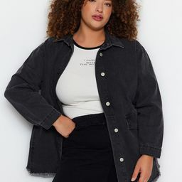 Trendyol Plus Size Spread Collar Long Sleeves Cotton Denim Jack-picture-3