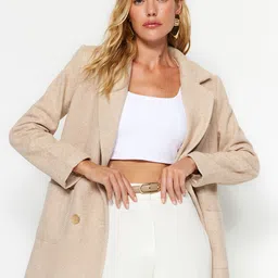 Trendyol Printed Notched Lapel Long Sleeves Double-Breasted Blazer-image-53