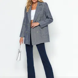 Trendyol Printed Notched Lapel Long Sleeves Double-Breasted Blazer-picture-37