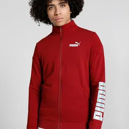 Puma Men Abstract Logo Knitted Cotton Sporty Slim Fit  Jacket-18