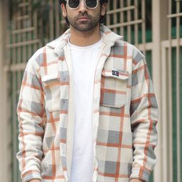 Maniac Checked Long Sleeves Fleece Open Front Jacket-17